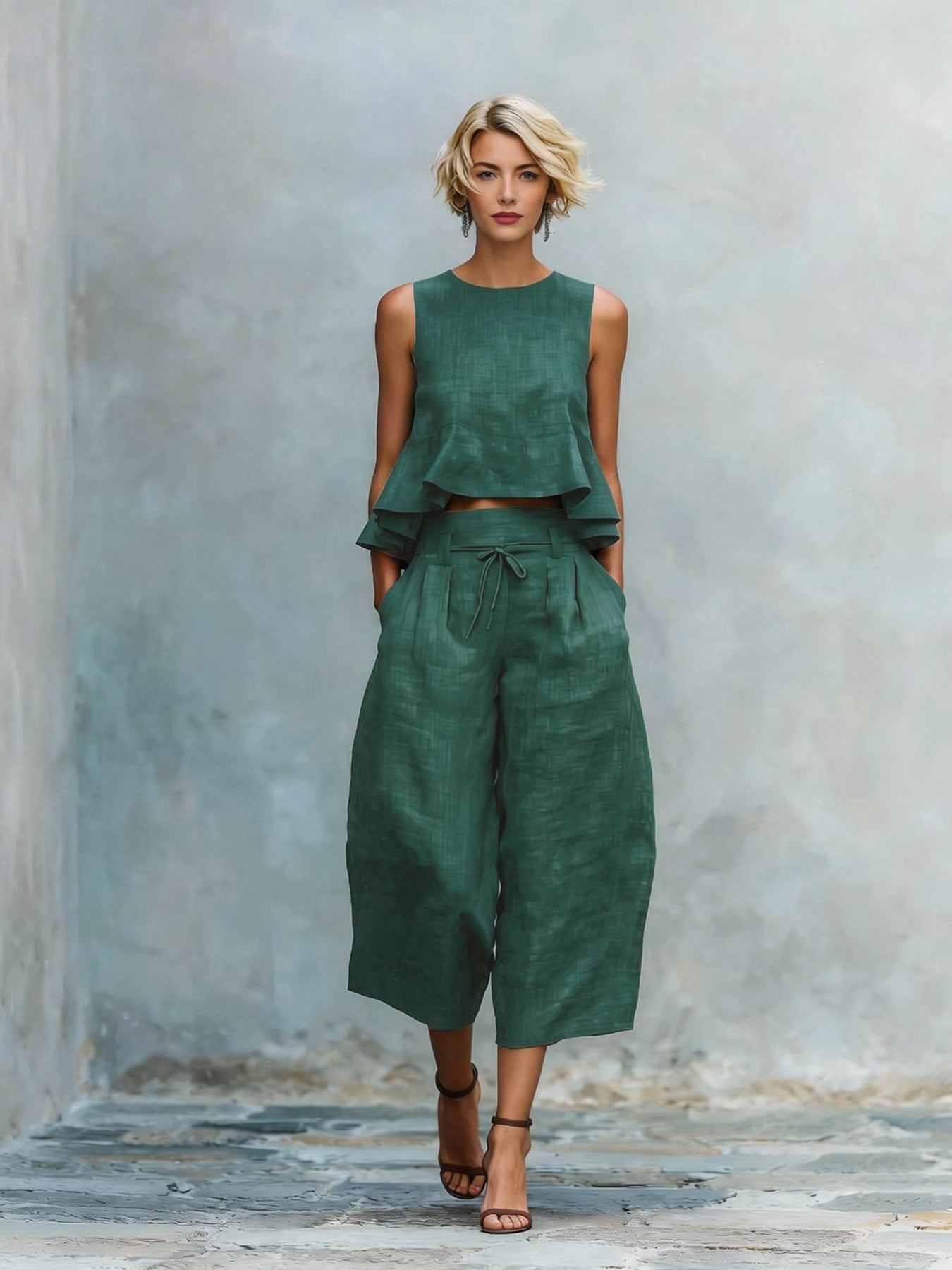 Two-Piece Women's Set with Ruffled Edges