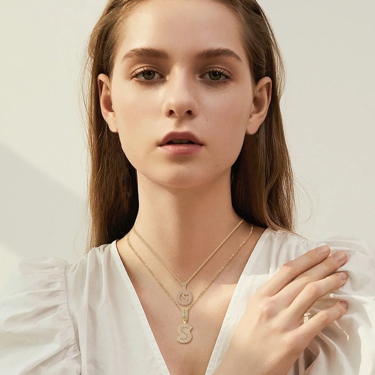 Set of Chains with Moissanite Letter