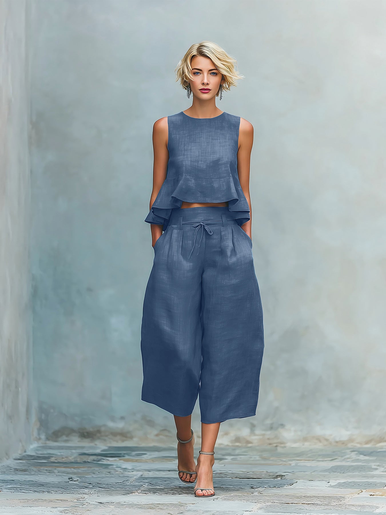 Two-Piece Women's Set with Ruffled Edges