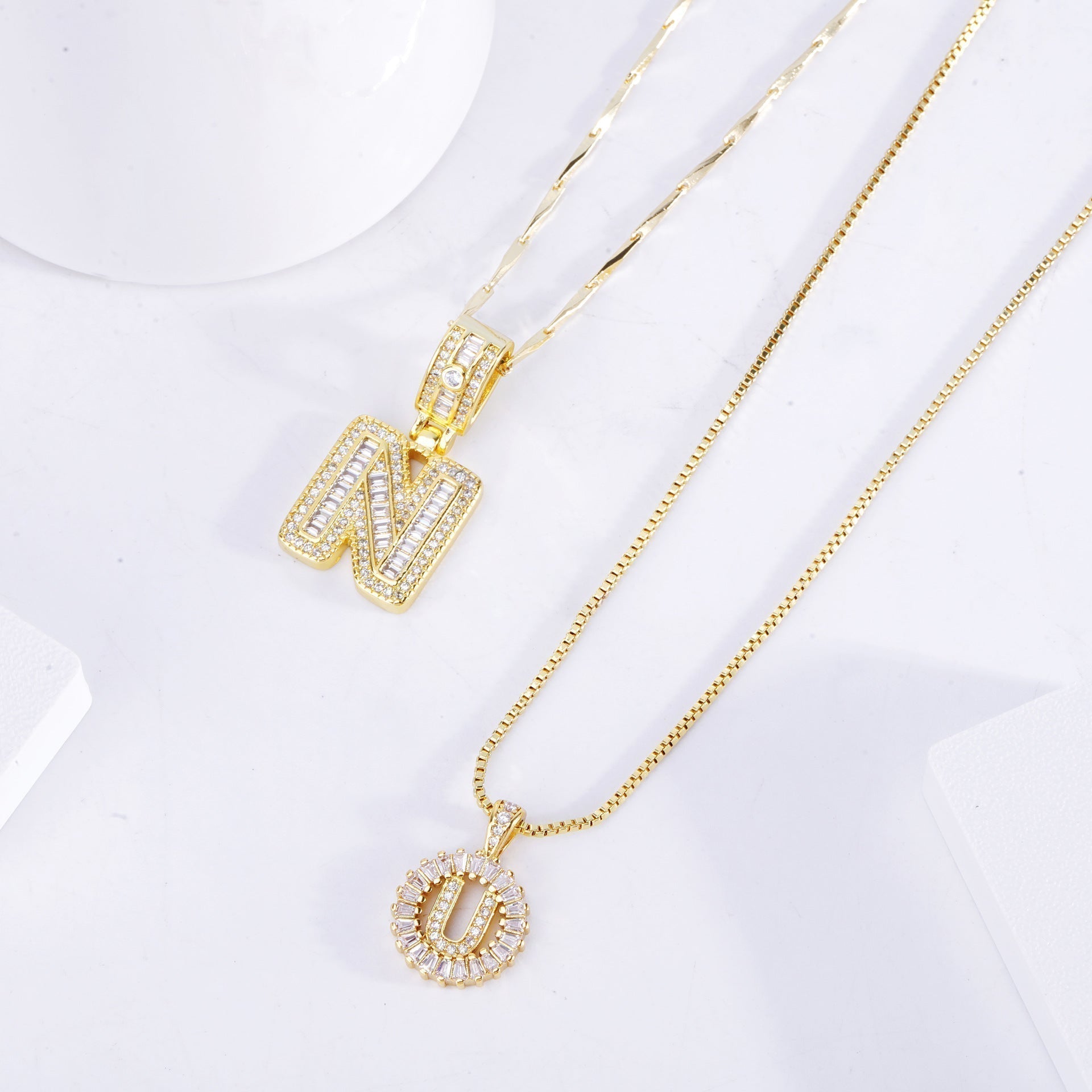 Set of Chains with Moissanite Letter