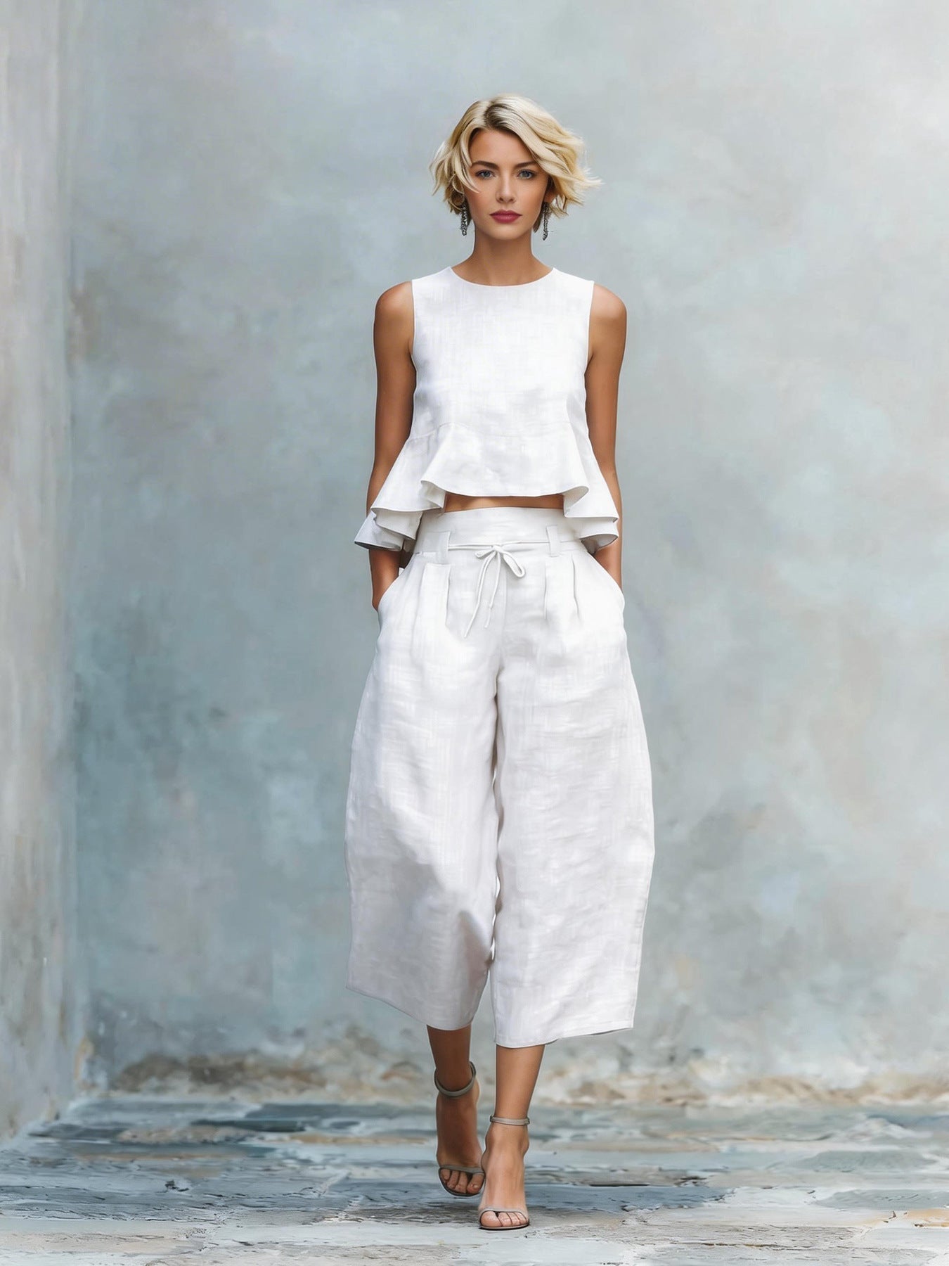 Two-Piece Women's Set with Ruffled Edges