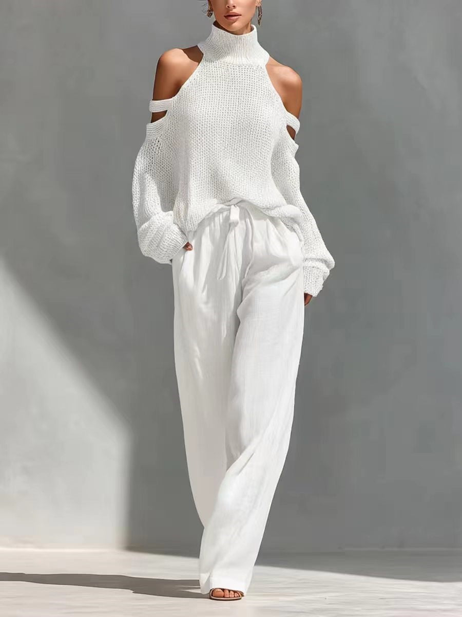 Trendy Knit and Linen Set