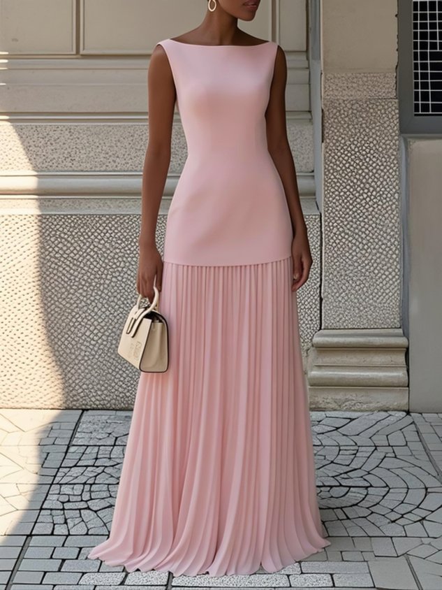 Serena | Plis Maxi Dress