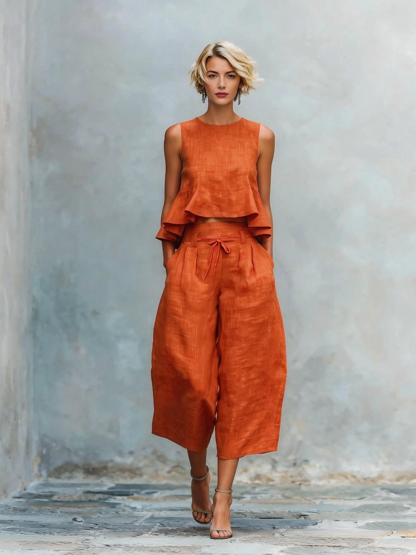 Two-Piece Women's Set with Ruffled Edges