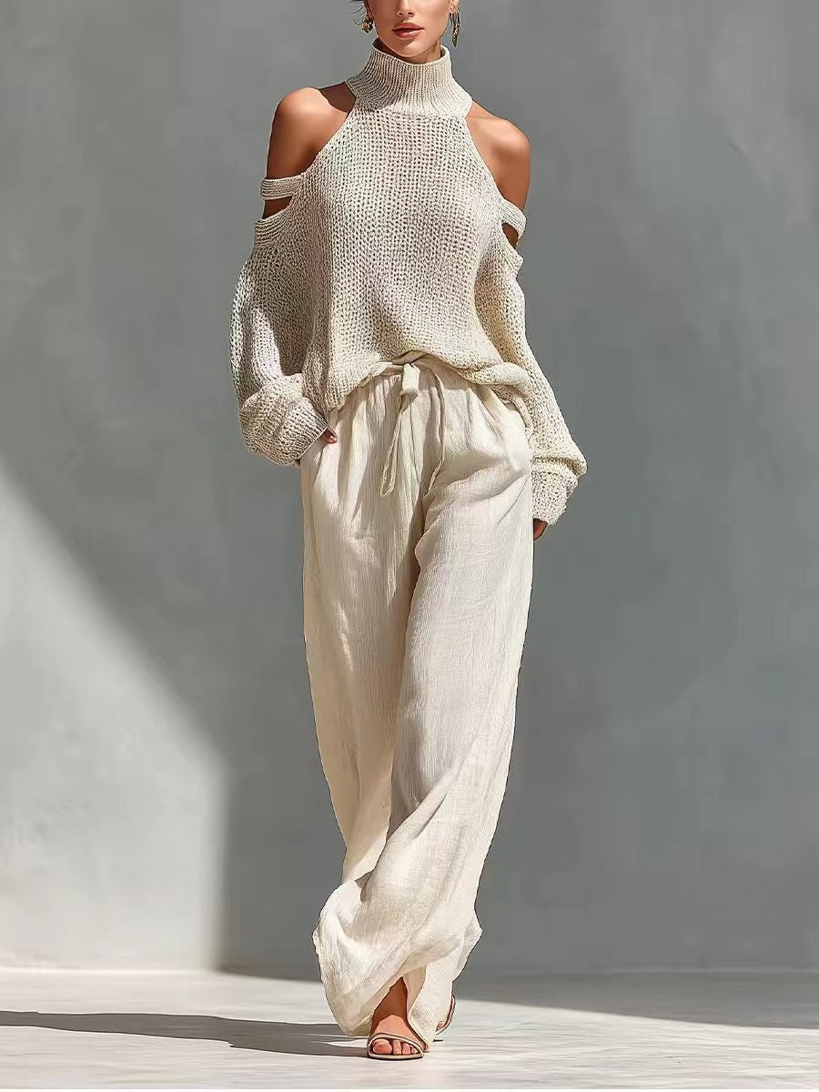 Trendy Knit and Linen Set