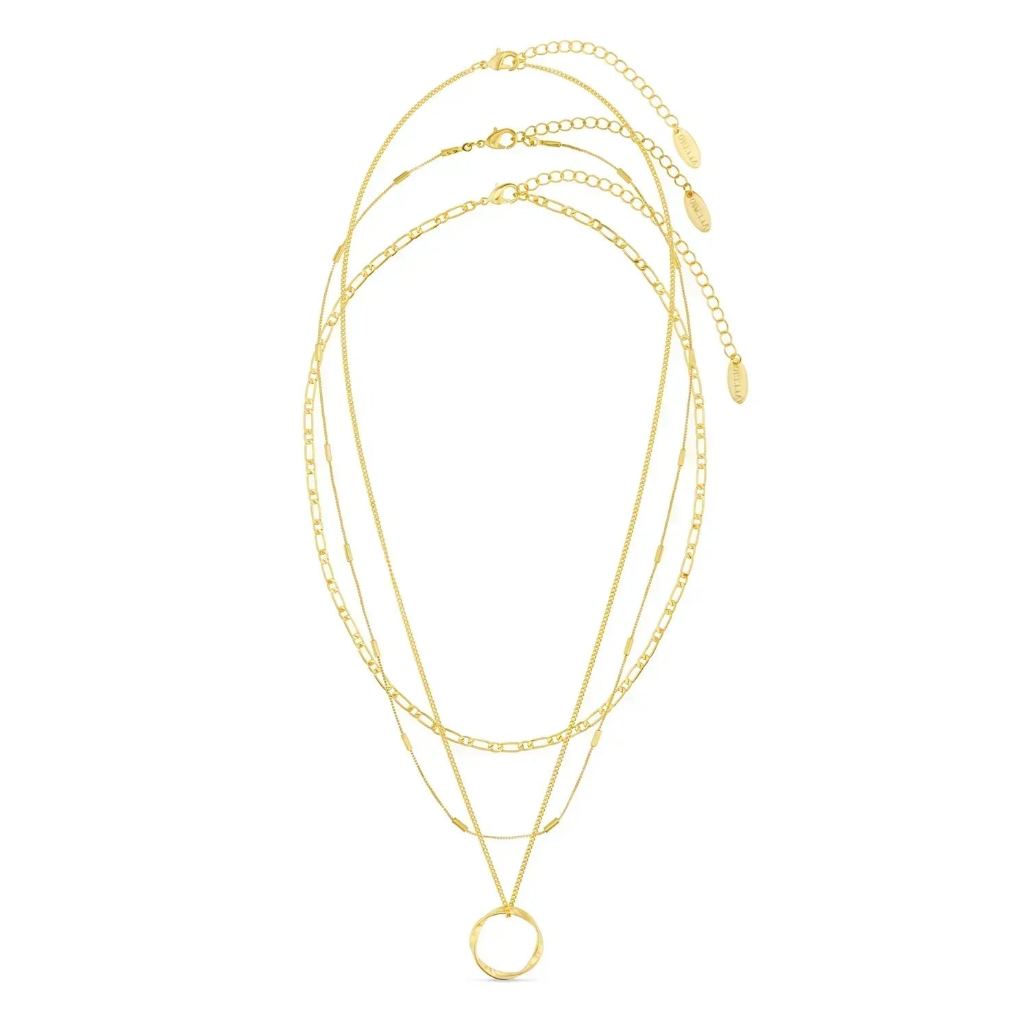 Open hoop bracelet in three rows of gold