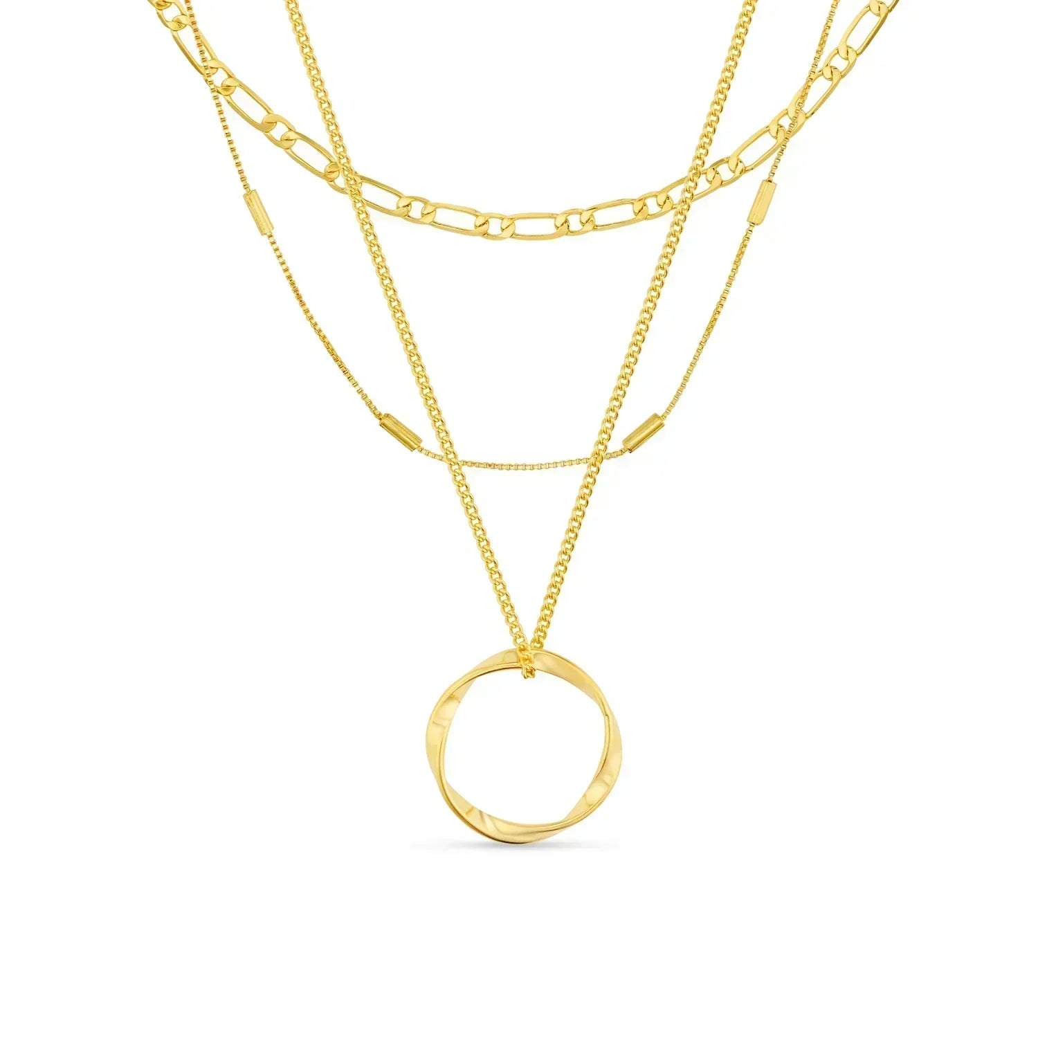 Open hoop bracelet in three rows of gold