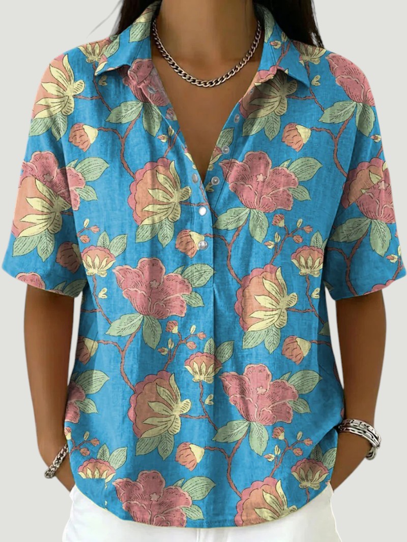 Lina - Elegant Blouse with Floral Print