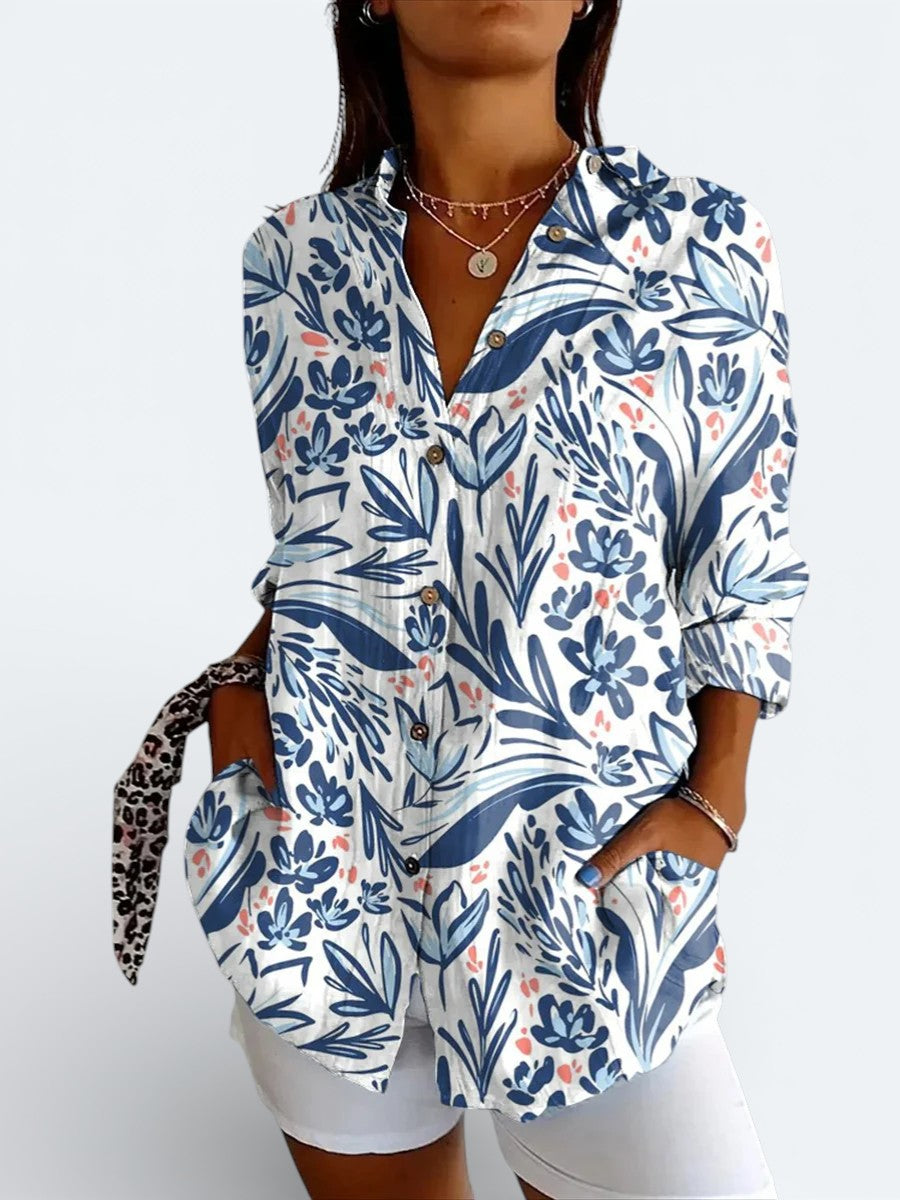 Valeria | Artistic Colorful Button-Up Shirt