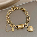 Thick Heart-Shaped Gold Bracelet