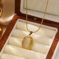 Gold-plated collar with cat's eye opal oval