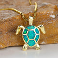 Handmade Green Fire Opal Turtle Pendant