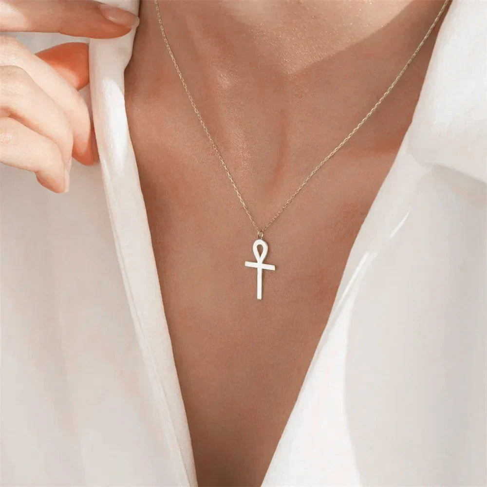 Ankh Pendant Necklace in Gold