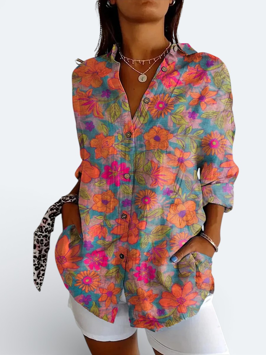 Valeria | Artistic Colorful Button-Up Shirt