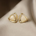 Designed Triangle Earrings with Opal and Crystals