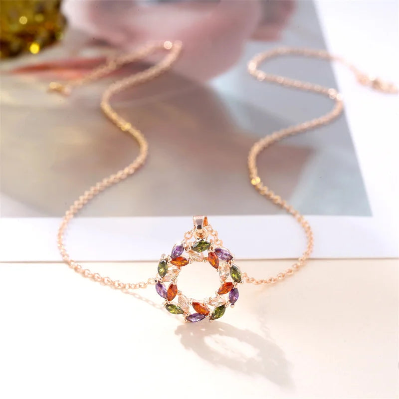 Necklace with Colorful Illuminated Rainbow Pendant