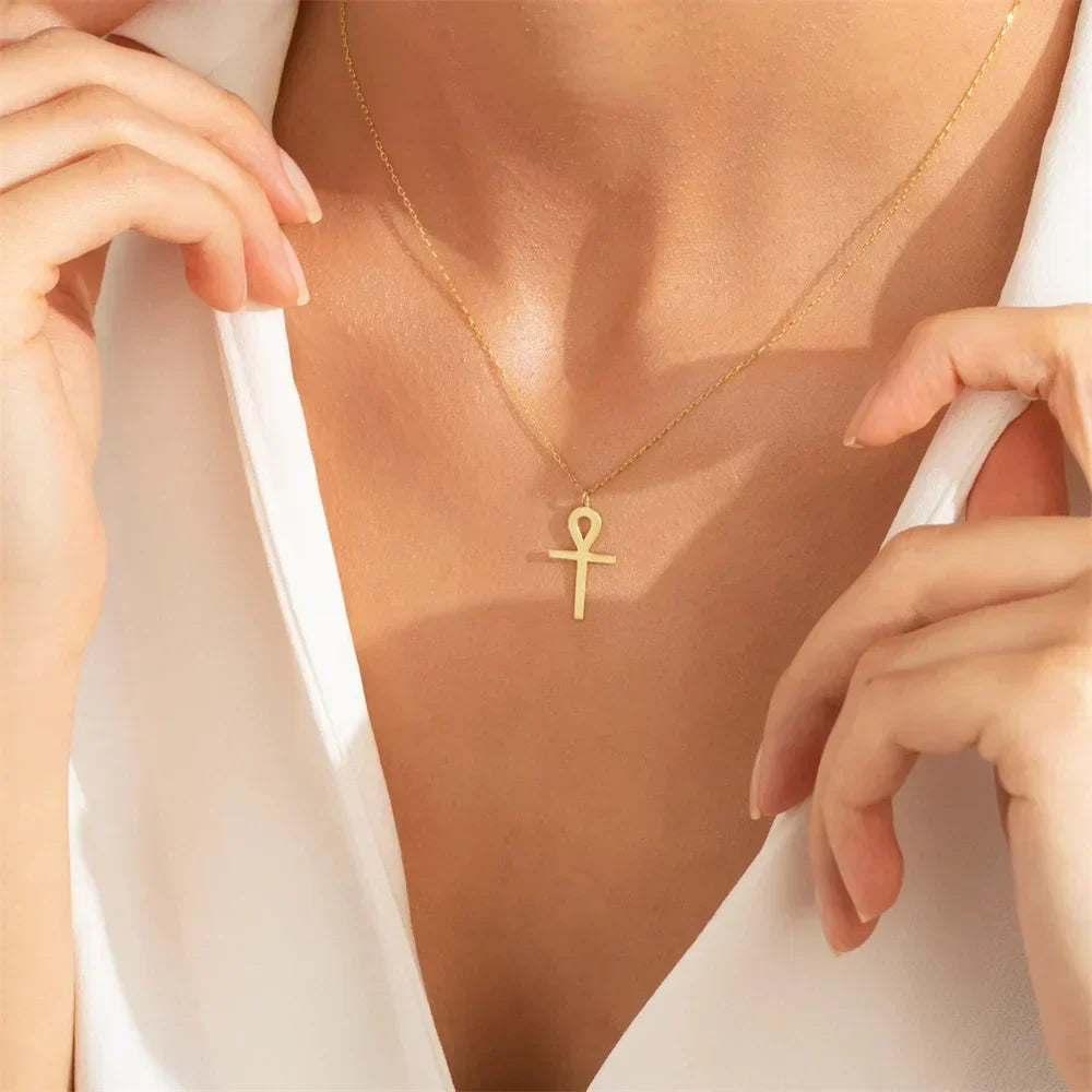 Ankh Pendant Necklace in Gold