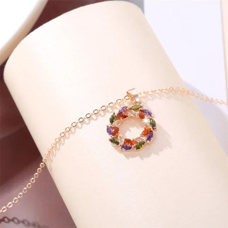 Necklace with Colorful Illuminated Rainbow Pendant