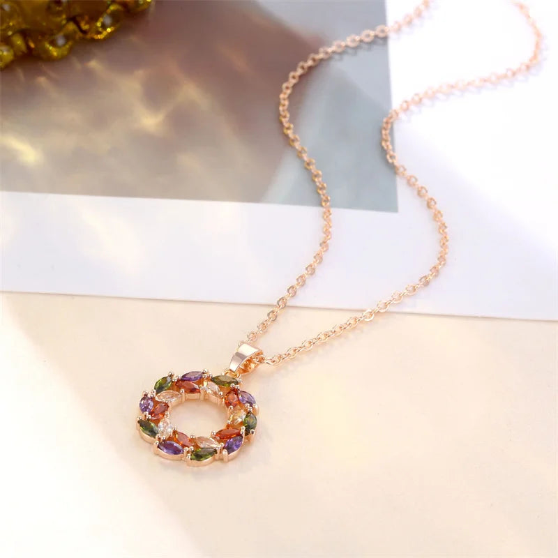 Necklace with Colorful Illuminated Rainbow Pendant