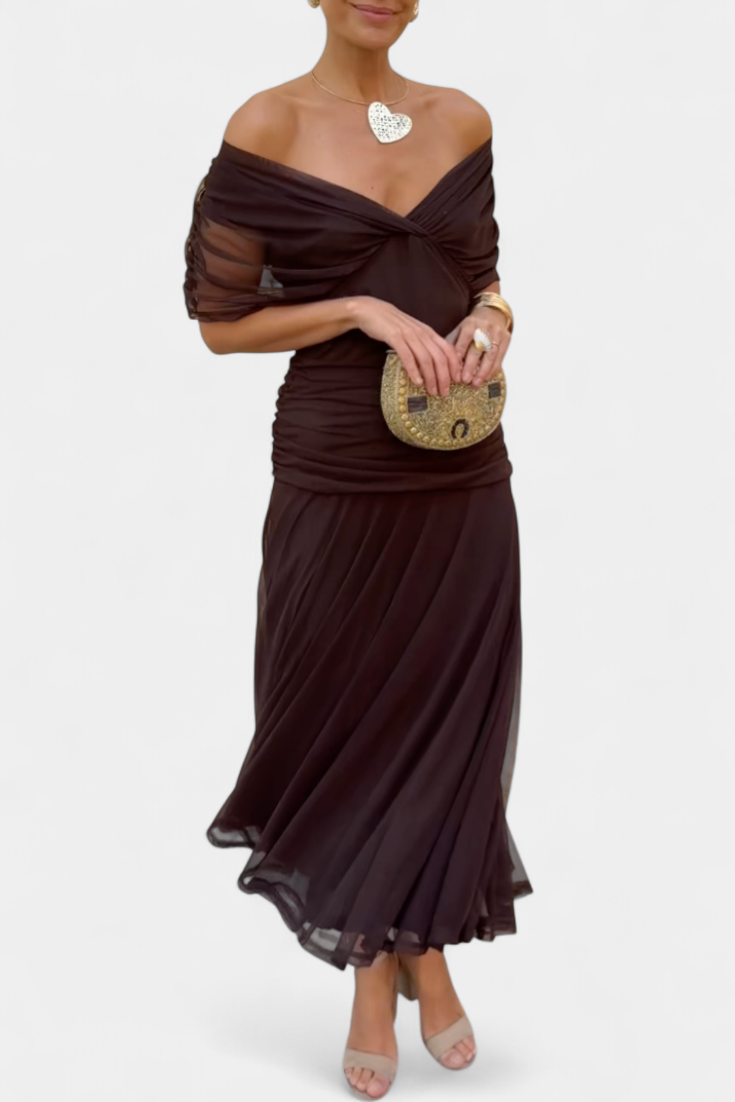 Florendra | Long Floral Dress with V-Neck