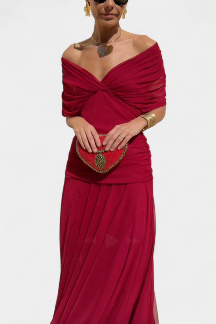 Florendra | Long Floral Dress with V-Neck