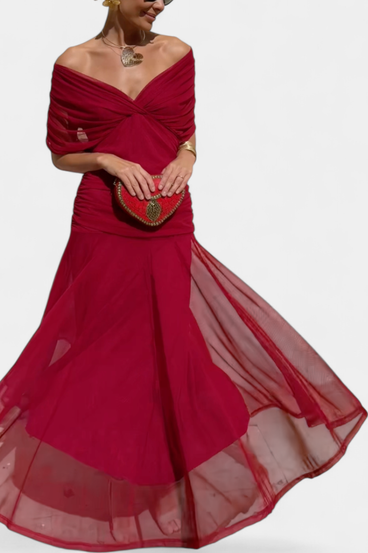 Florendra | Long Floral Dress with V-Neck