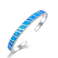 Adjustable Fire Opal Blue Bracelet in Silver