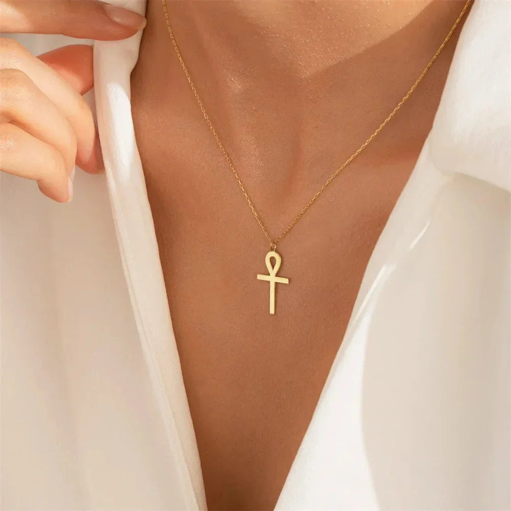 Ankh Pendant Necklace in Gold