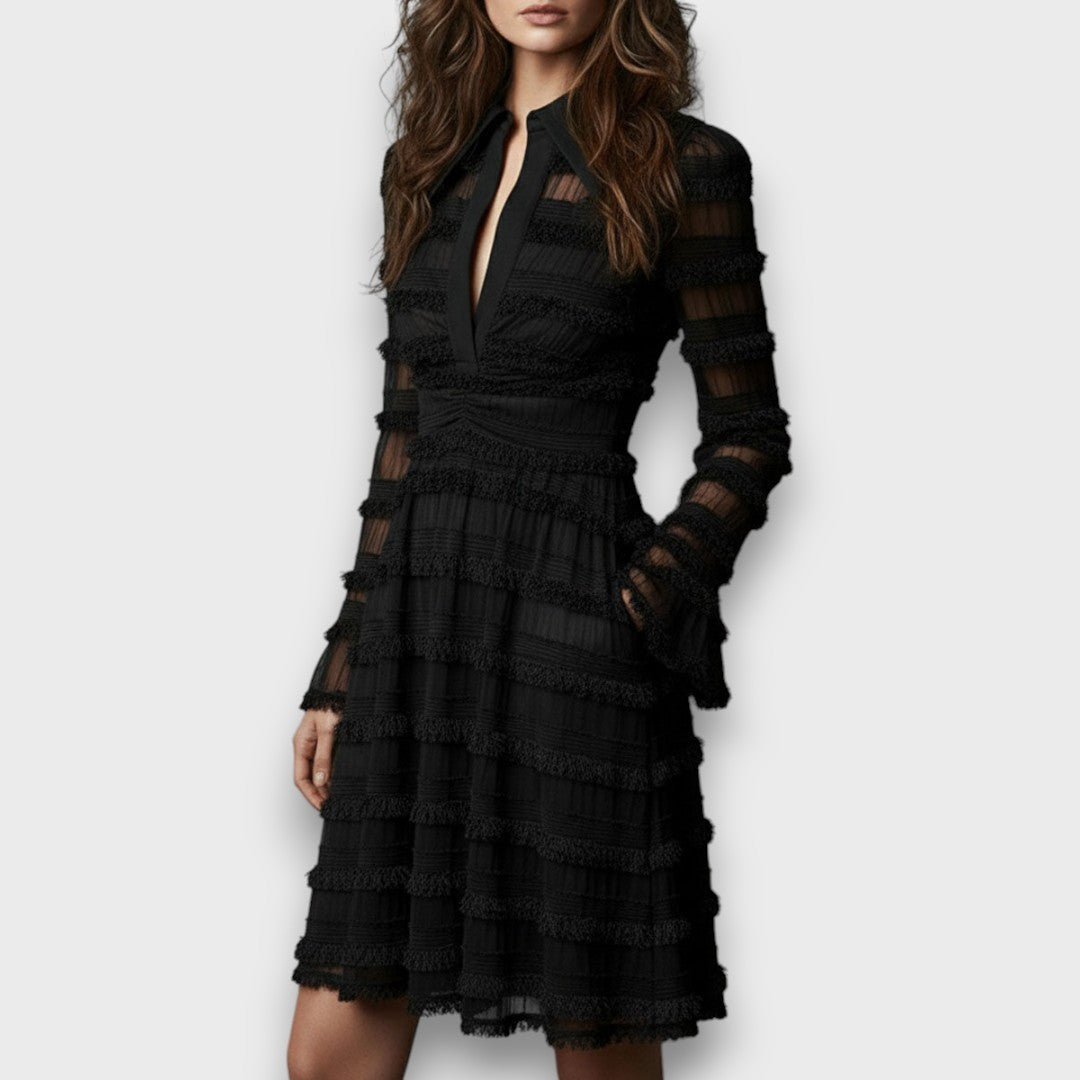 Dress – Midi Dress with Sheer Lace Details