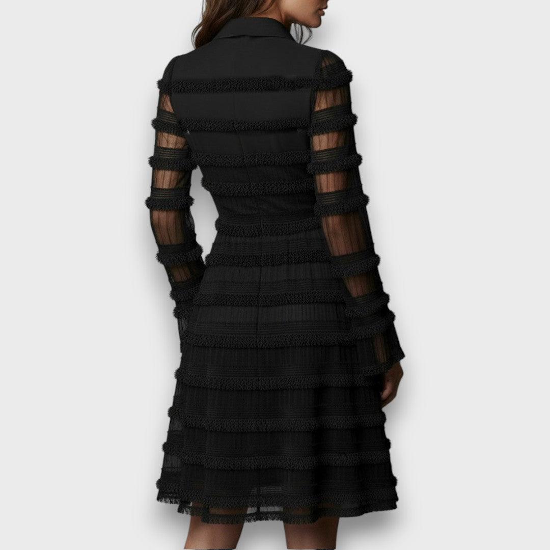 Dress – Midi Dress with Sheer Lace Details