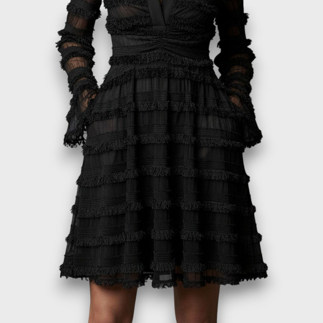 Dress – Midi Dress with Sheer Lace Details