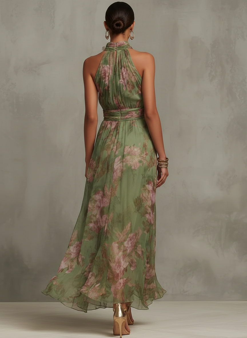 Libya - Maxi Dress with Floral Collar
