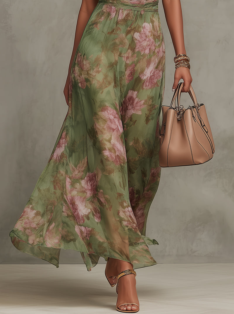 Libya - Maxi Dress with Floral Collar