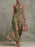 Libya - Maxi Dress with Floral Collar