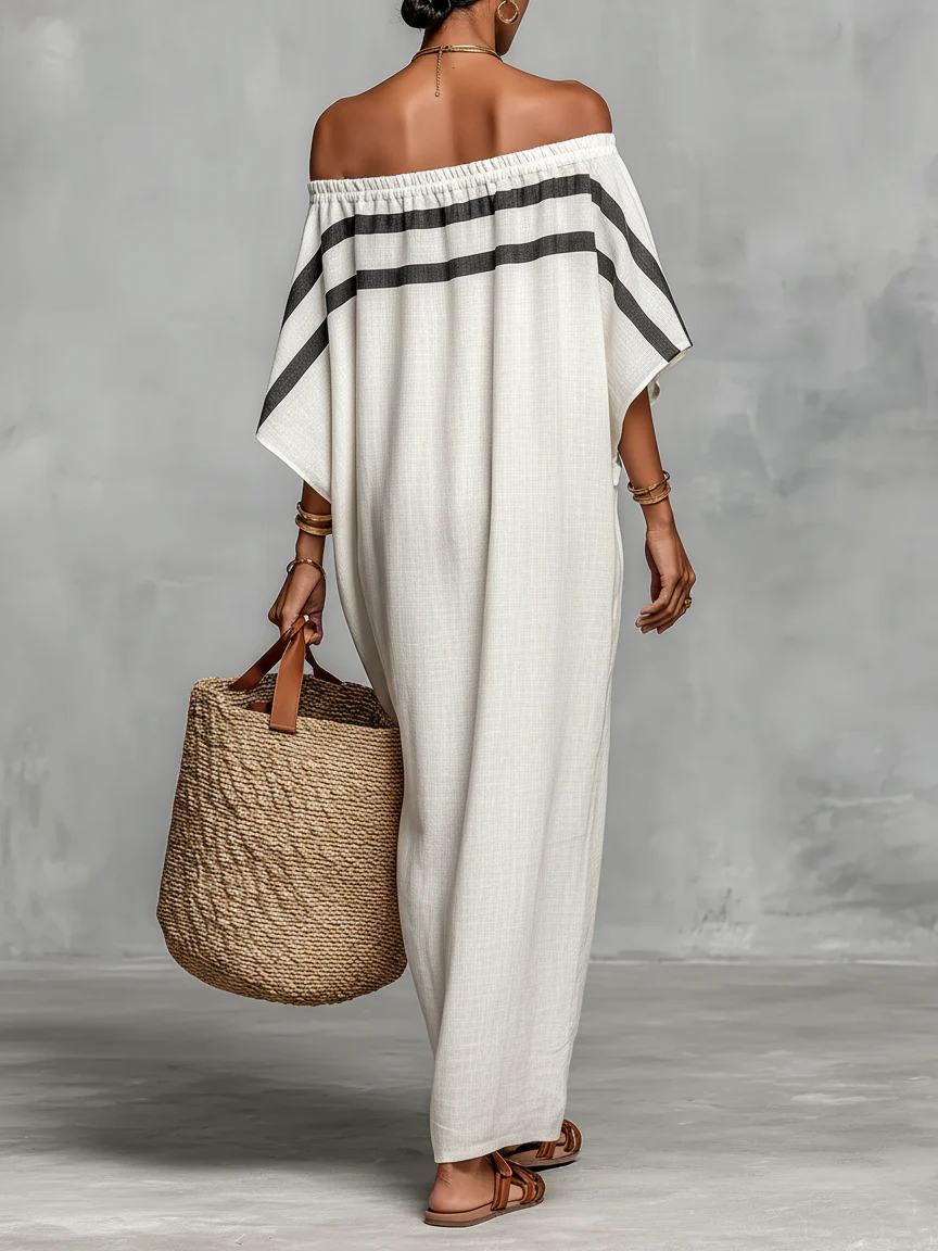 Aveline™ | Maxi Dress with One Shoulder and Batwing Sleeves