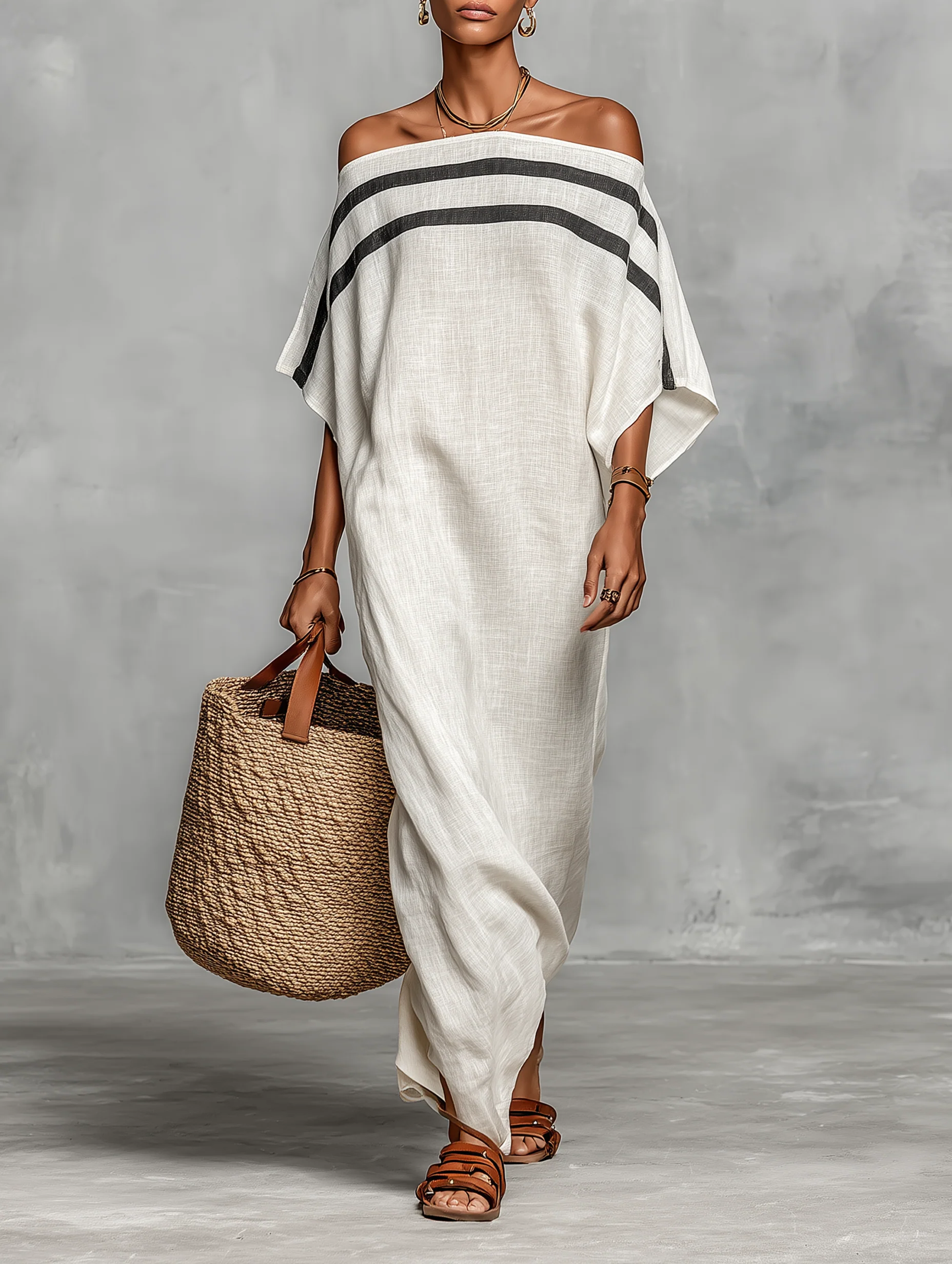 Aveline™ | Maxi Dress with One Shoulder and Batwing Sleeves