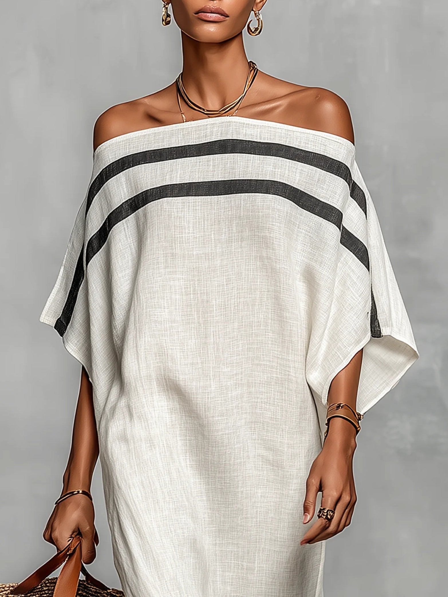 Aveline™ | Maxi Dress with One Shoulder and Batwing Sleeves