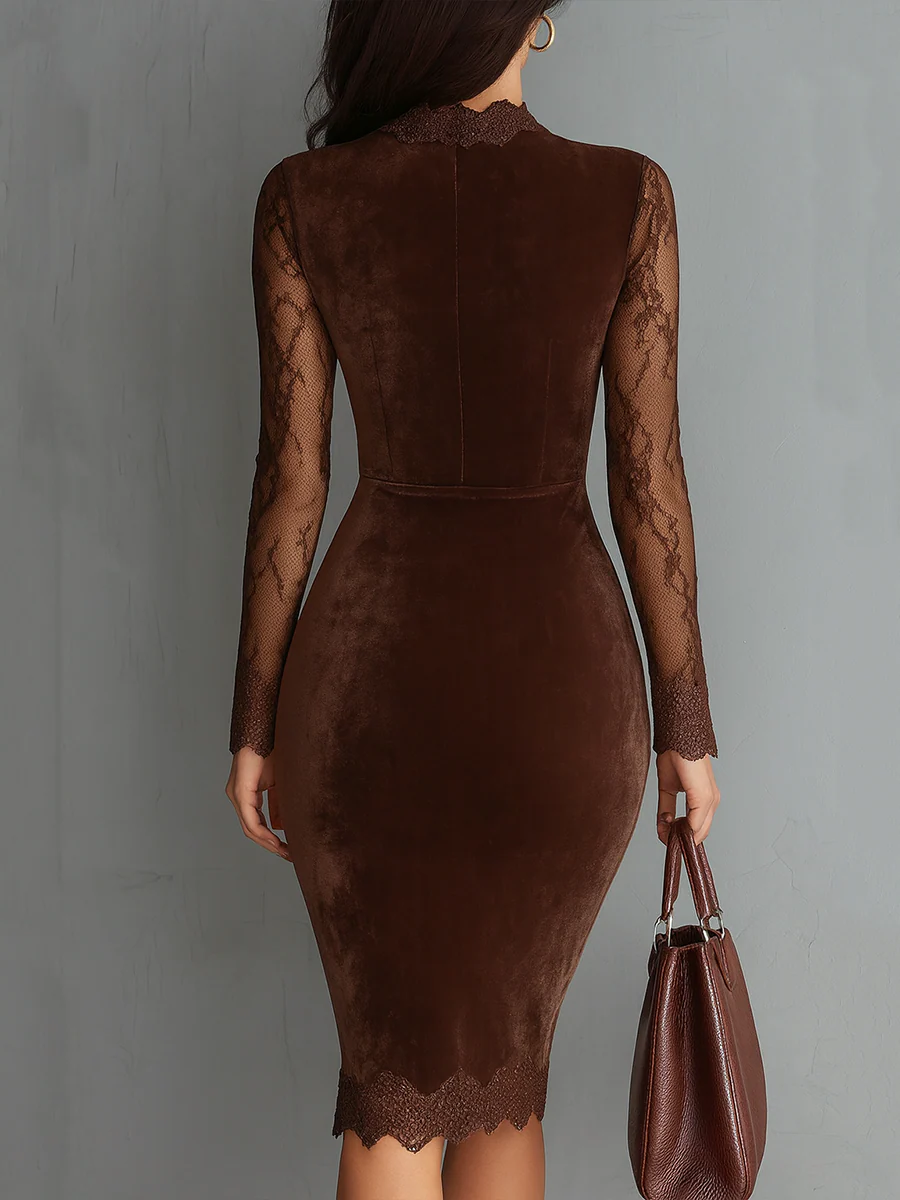 Aurelia™ | Velvet Mini Dress with Lace Sleeves VIP
