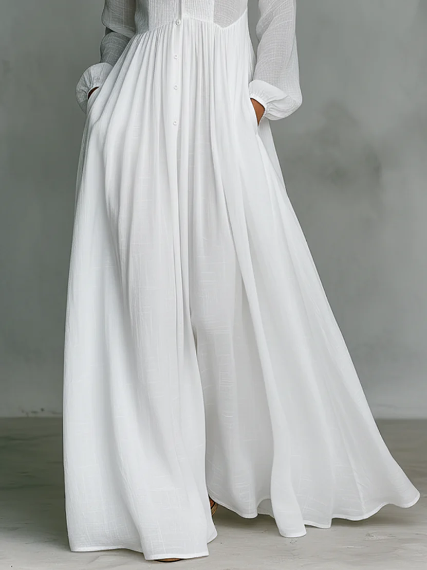 Leoni™ | Minimalist Maxi Dress with High Collar