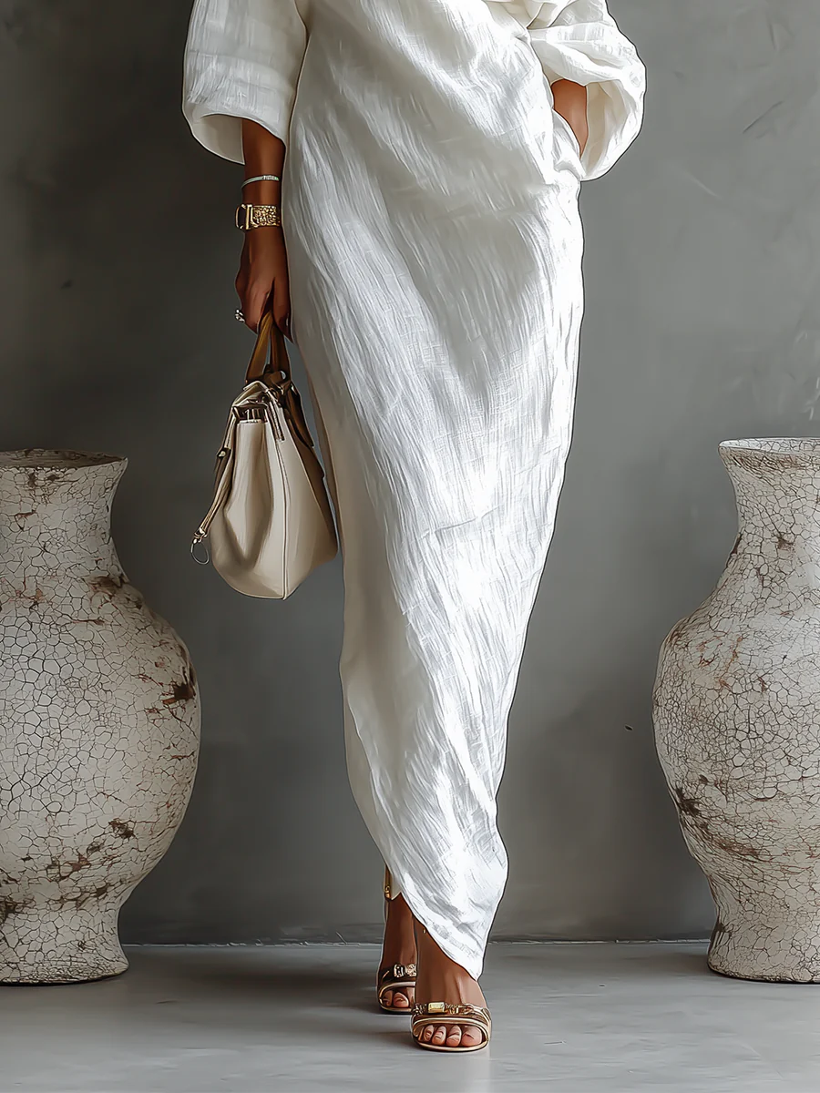 Eliz™ | Elegant Maxi Dress with One Shoulder in White