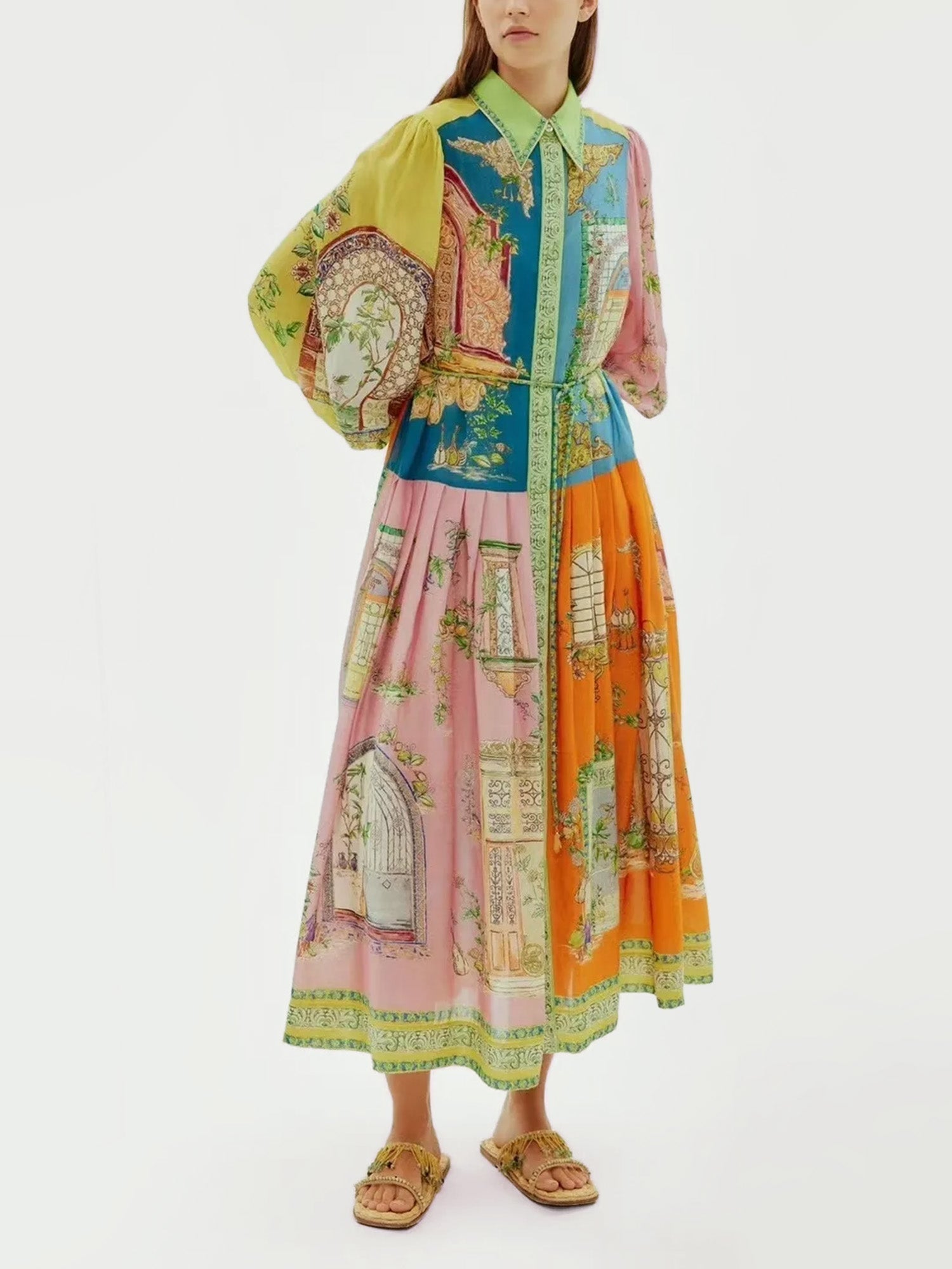 Printed Midi Dress Inspired by Vintage