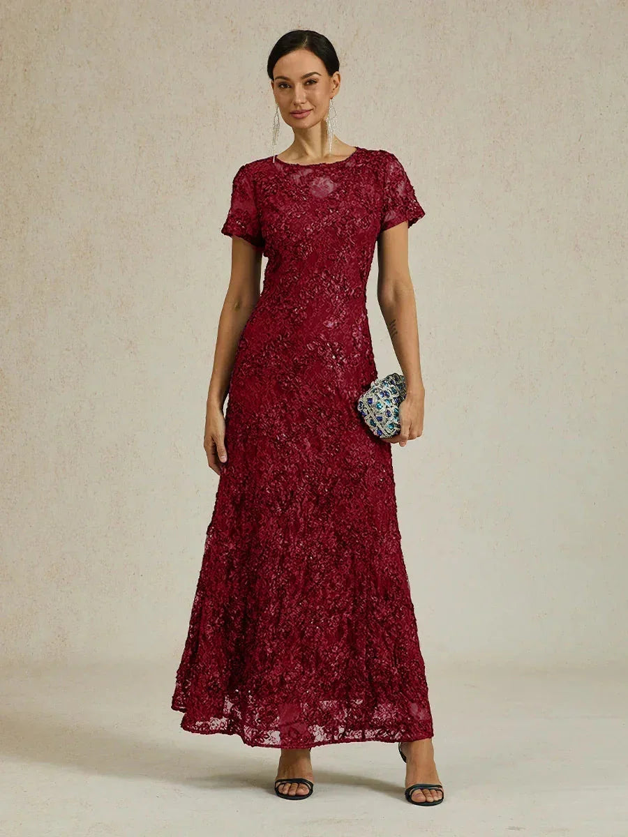A-Line Lace Dresses with Sequin Embellishments