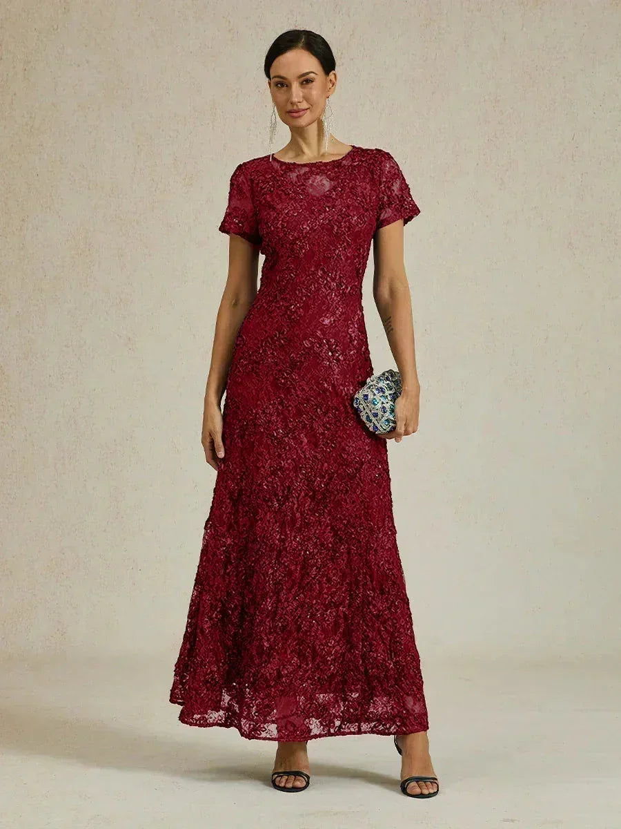 A-Line Dresses with Lace Rosettes and Sequin Embellishments