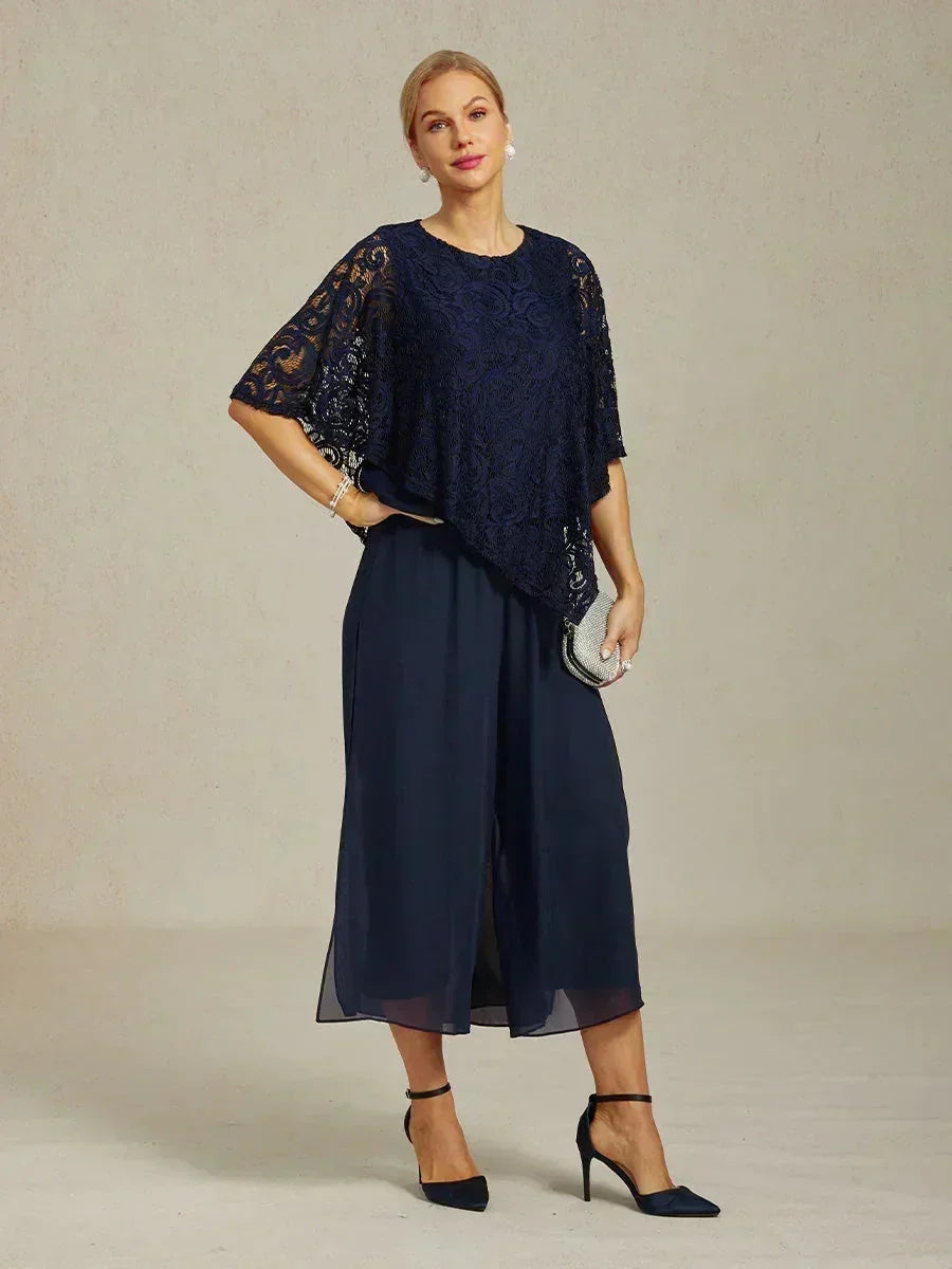 Straight Short Pants with Chiffon Layer