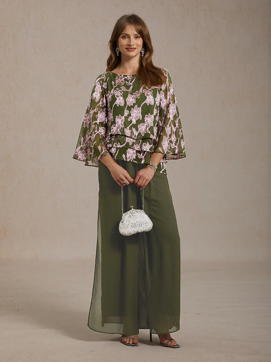 Floral Chiffon Blouse with Duck Collar