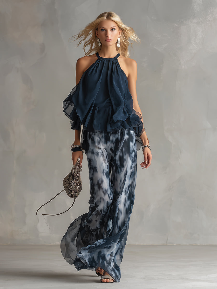 Eliz | Elegant and Lightweight Suit with Flowing Top and Wide Pants