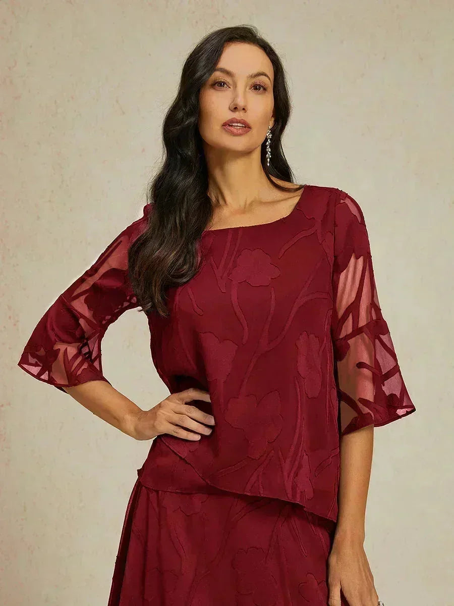 Blazer in Chiffon with Asymmetrical Hem