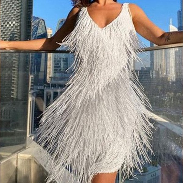 Fringela | Elegant Fringe Party Dress
