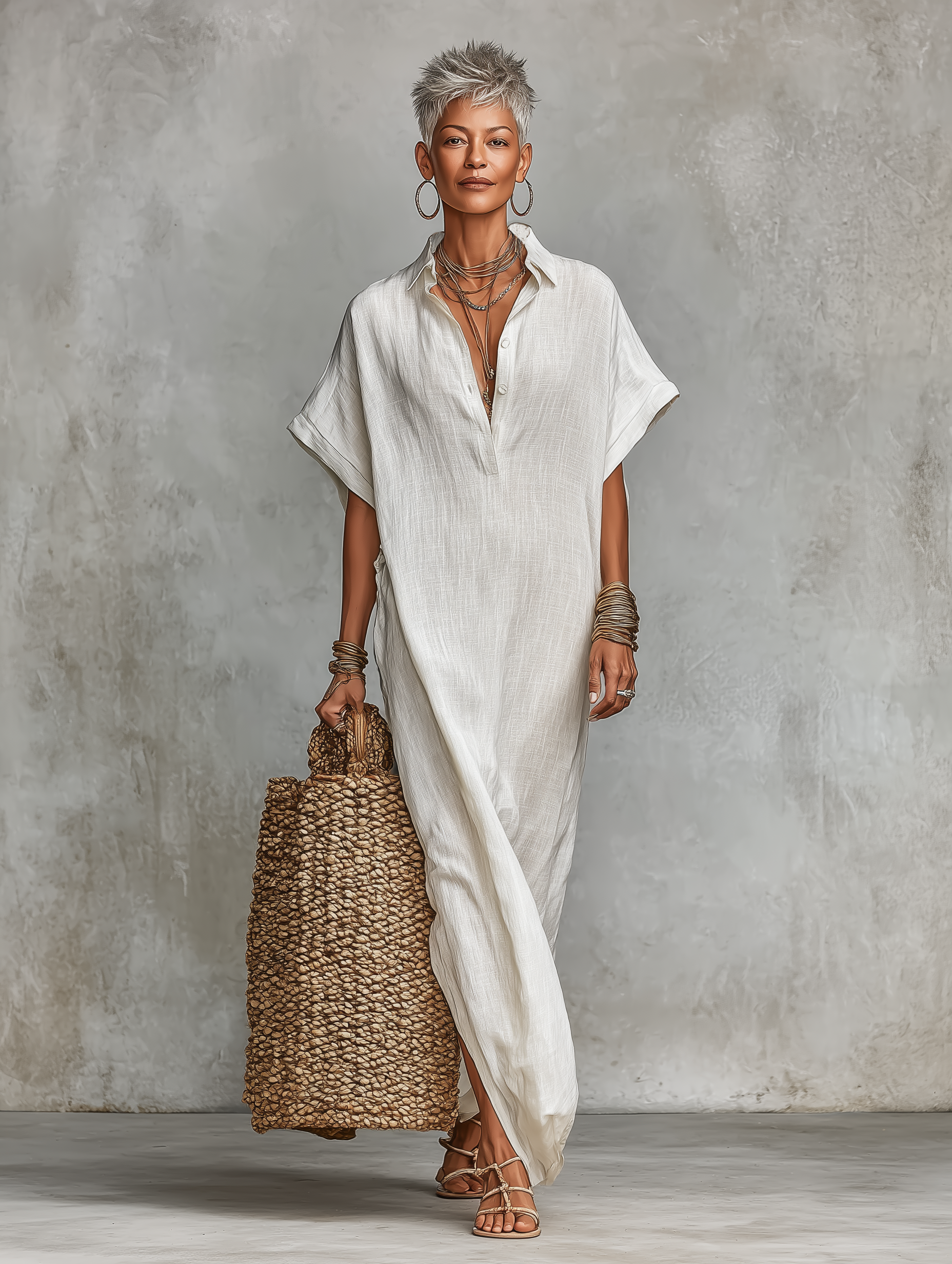 Minimalist Shirt Maxi Dress for Women MDZ0678A4Y