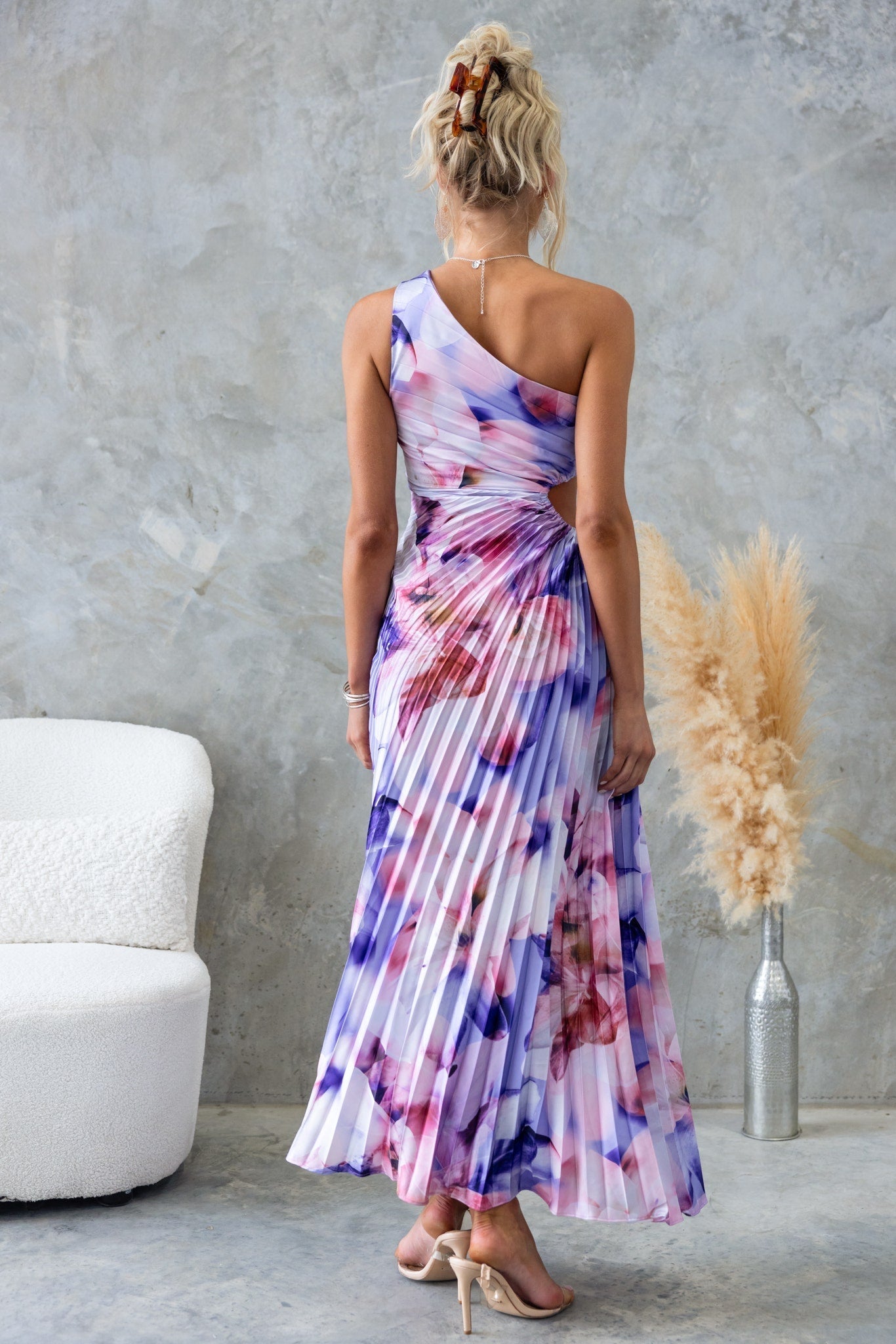 Eila | Midi Dress with One Shoulder and Pleated Shapes